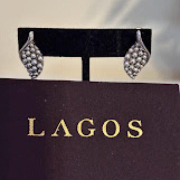 Beautiful Lagos Caviar Sterling Silver Earrings (925) with Lagos pouch - Picture 4 of 16